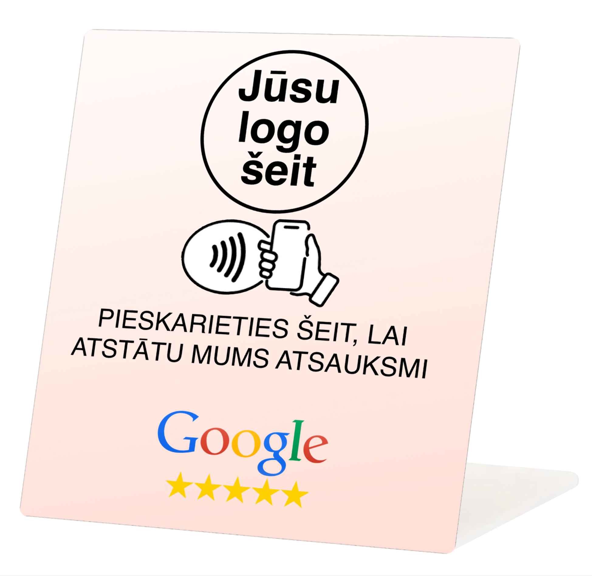 Personalizēts Google atsauksmju statīvs ar logo